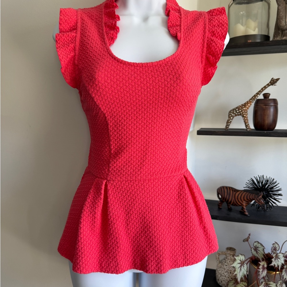 Anthropologie Postmark Coral Peplum Blouse